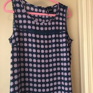 Navy blue with paisley print